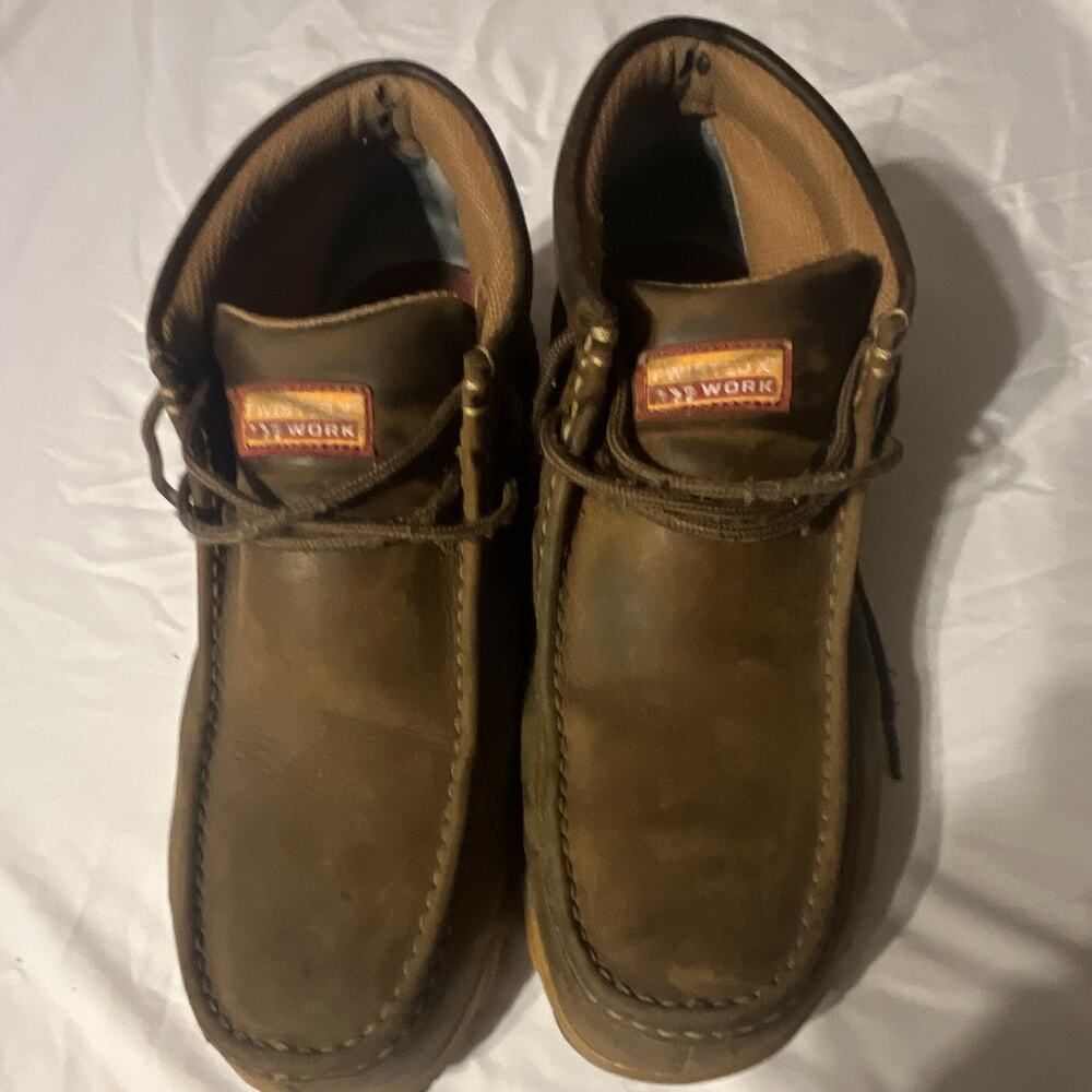 Twisted X Work Brown CellStretch Lace-Up Moc Steel Toe Shoes MDMXN01 Mens 9.5 W